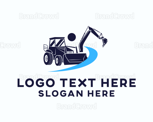 Industrial Bulldozer Excavator Logo