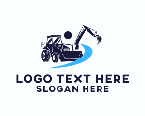 Construction - Industrial Bulldozer Excavator logo design