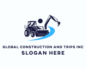 Excavate - Industrial Bulldozer Excavator logo design