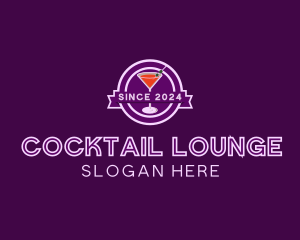 Neon Martini Cocktail Bar logo design