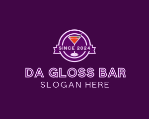 Neon Martini Cocktail Bar logo design