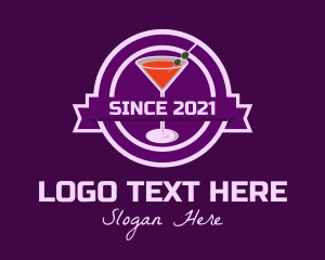 Bartender - Neon Martini Cocktail Bar logo design