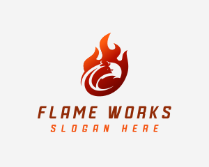 Flame - Chicken Flame Barbecue logo design