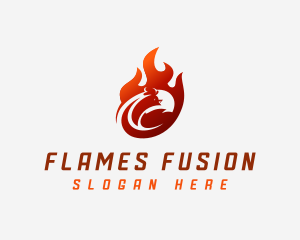 Chicken Flame Barbecue logo design