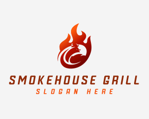 Barbecue - Chicken Flame Barbecue logo design