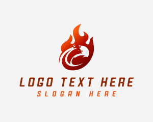 Cooking - Chicken Flame Barbecue logo design