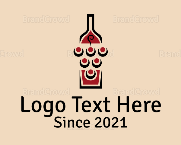 Wine Grapes Bottle Logo