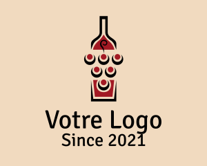 Red Wine - Wine Grapes Bottle logo design