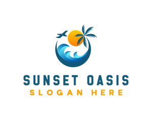 Travel Resort Sunset logo design