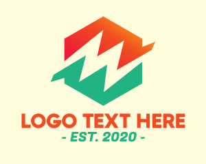 Negative Space - Energy Power Hexagon logo design