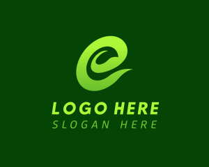 Eco Leaf Letter E Logo