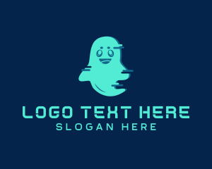 Happy Glitch Ghost logo design