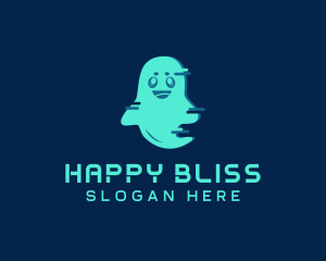 Happy Glitch Ghost logo design