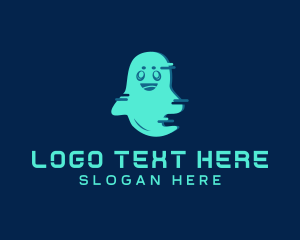 Glitch - Happy Glitch Ghost logo design