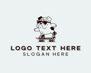 Veterinarian - Pug Dog Skateboard logo design