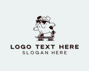 Grooming - Pug Dog Skateboard logo design