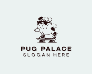 Pug Dog Skateboard logo design