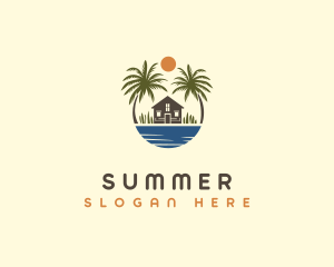 Beach House Sunset logo design