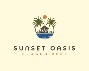 Beach House Sunset logo design