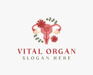 Floral Uterus Organ logo design