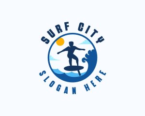 Foil Surfing Beach logo design