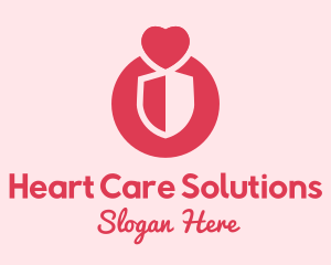 Heart Love Shield  logo design