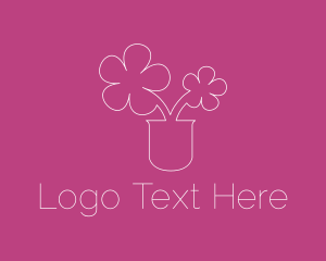 Flower Pot Outline logo design