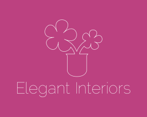 Flower Pot Outline logo design