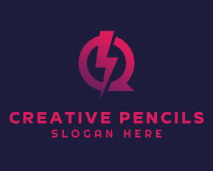 Gradient Bolt Letter Q logo design