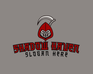 Dark - Red Ninja Scythe logo design