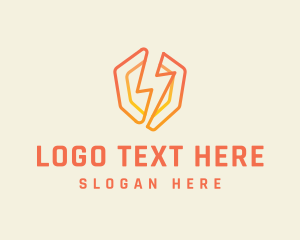 Orange - Electric Lightning Shield logo design