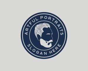 Portrait - Hipster Moustache Gentleman logo design