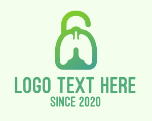 Lungs - Green Respiratory Lung Unlock logo design