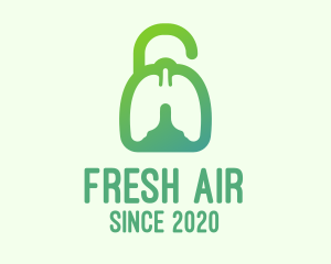 Breathe - Green Respiratory Lung Unlock logo design