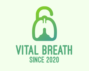 Green Respiratory Lung Unlock logo design