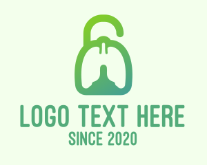 Breathe - Green Respiratory Lung Unlock logo design