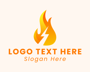 Flaming - Fire Thunder Bolt logo design