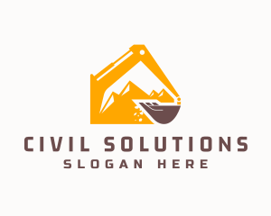 Mining Mountain Excavator logo design