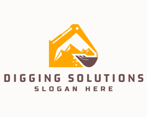 Excavator - Mining Mountain Excavator logo design