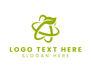 Science - Biotech Atom Leaf logo design