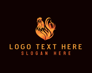 Livestock - Hot Flaming Rooster logo design