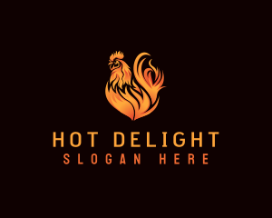 Hot Flaming Rooster logo design