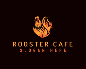 Hot Flaming Rooster logo design