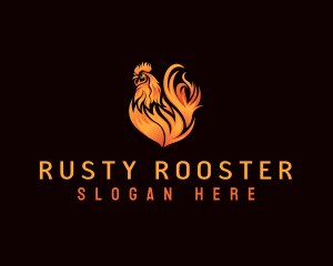 Hot Flaming Rooster logo design