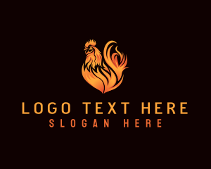 Hot - Hot Flaming Rooster logo design