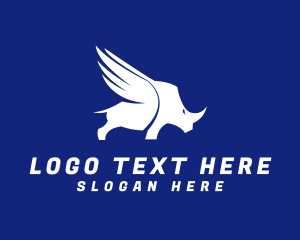 Flying - Winged Rhinoceros Safari logo design