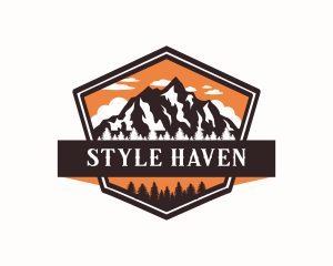 Skiing - Forest Mountain Valley logo design