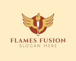 Flames - Torch Flame Wings logo design