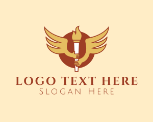 Winged - Torch Flame Wings logo design