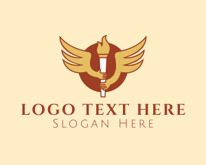 Symbol - Torch Flame Wings logo design